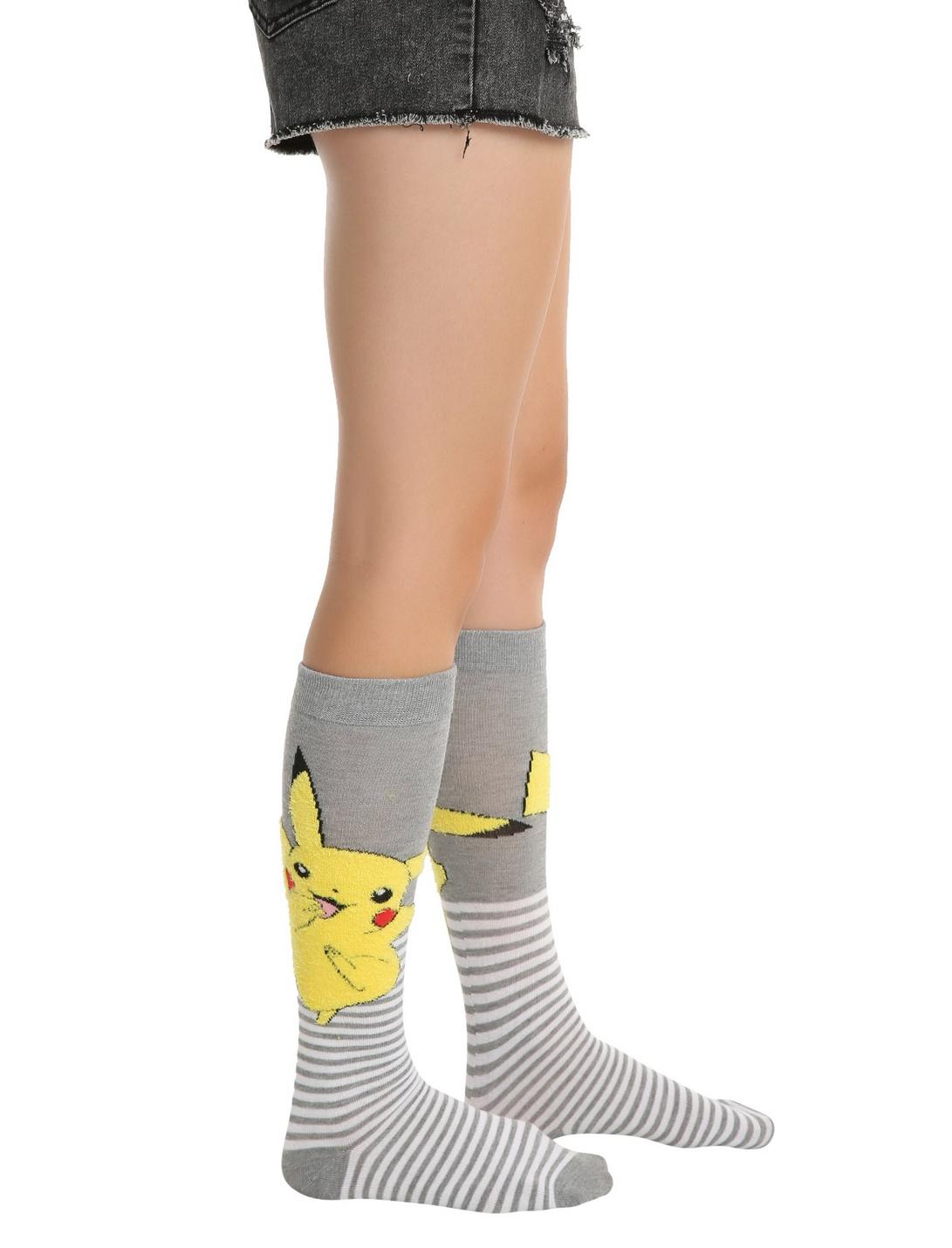 Pokemon Pikachu Fuzzy Knee-High Socks, , hi-res