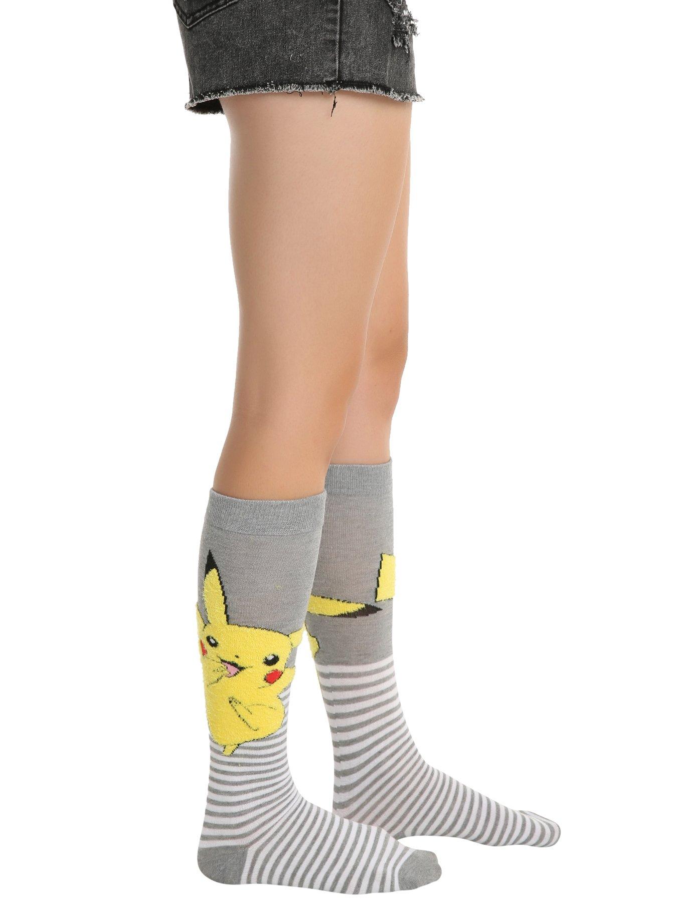 Pokemon Pikachu Fuzzy Knee-High Socks, , hi-res