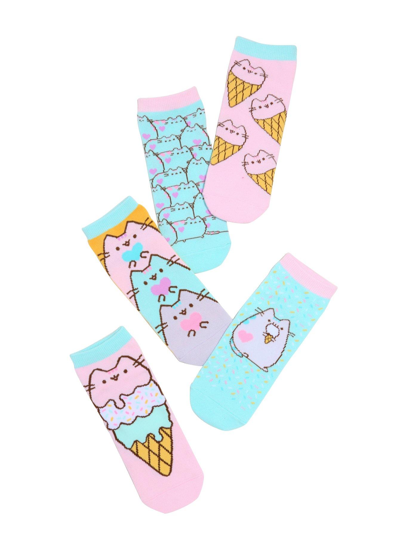 Pusheen Ice Cream No-Show Socks 5 Pair, , hi-res