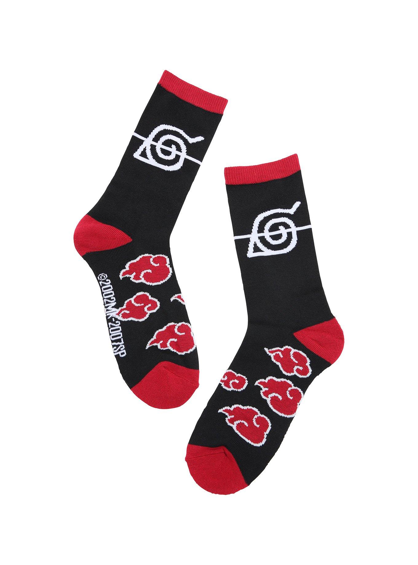 Naruto Shippuden Anti-Leaf Village Akatsuki Clouds Crew Socks, , hi-res