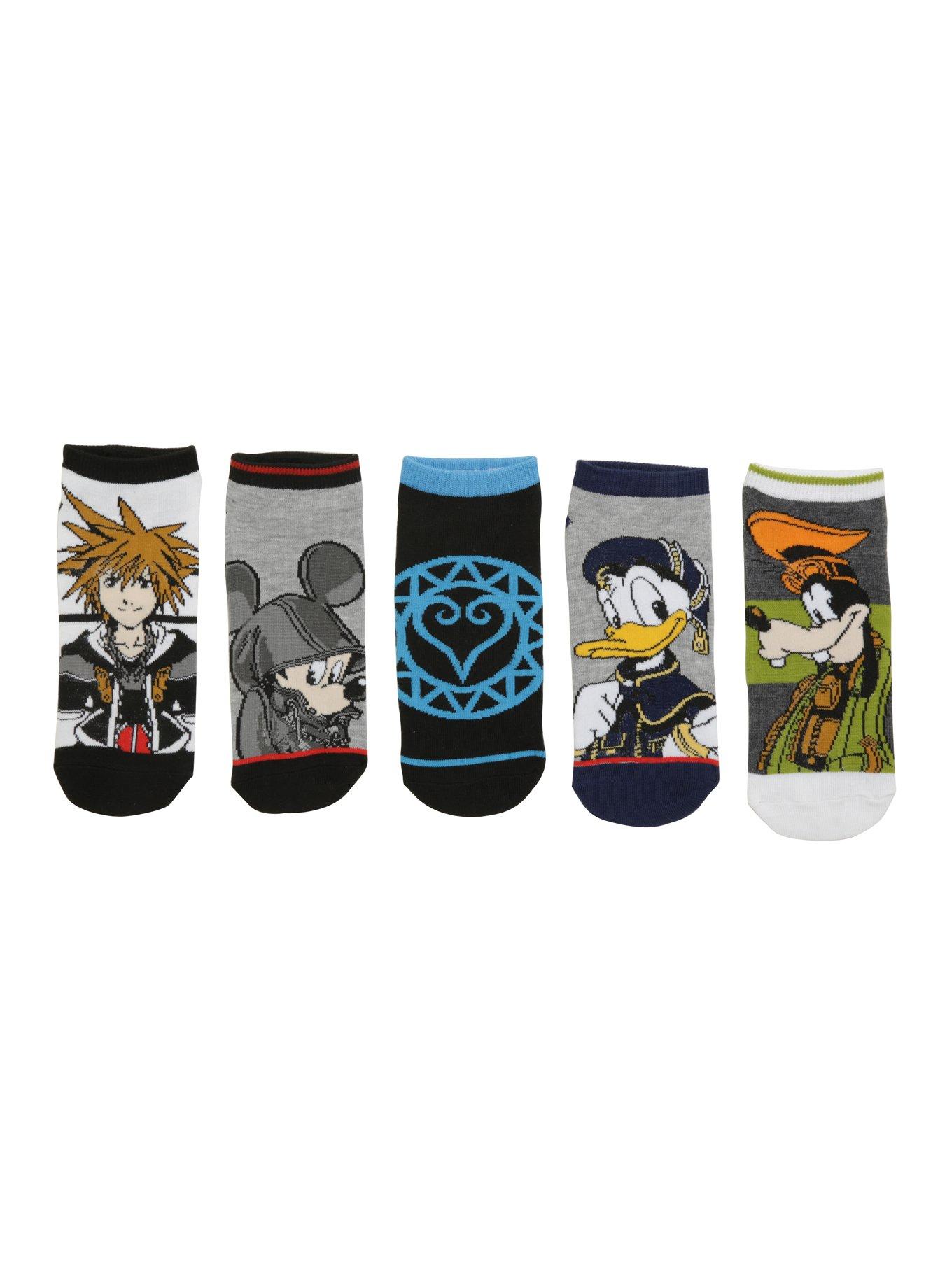 Disney Kingdom Hearts No-Show Socks 5 Pair, , hi-res