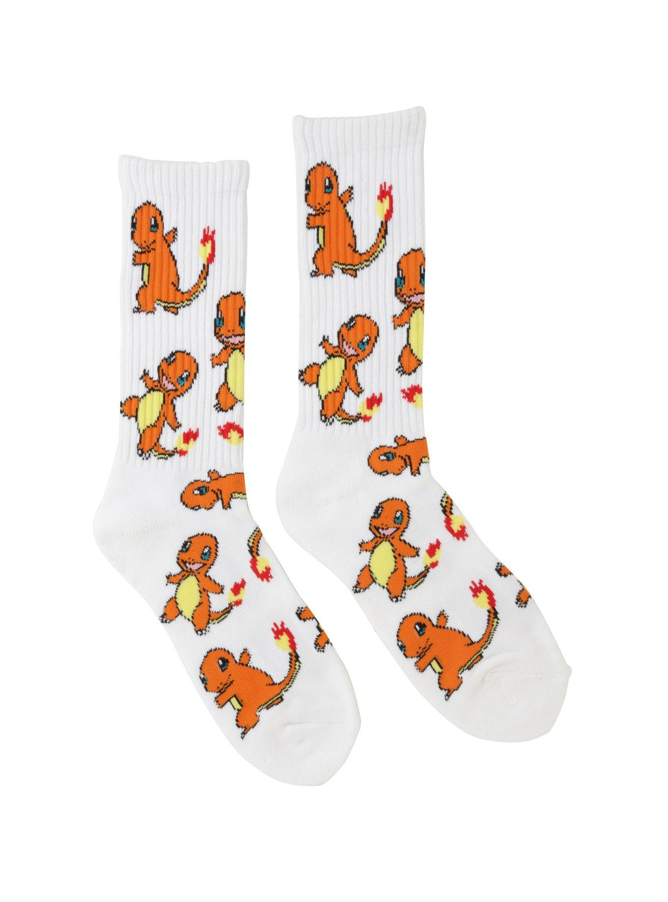 Pokemon Charmander Tossed Ribbed Crew Socks, , hi-res