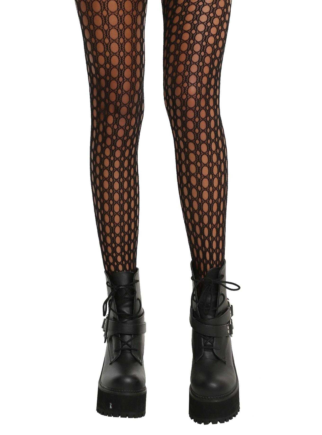 Blackheart Black Circle Net Tights Hot Topic