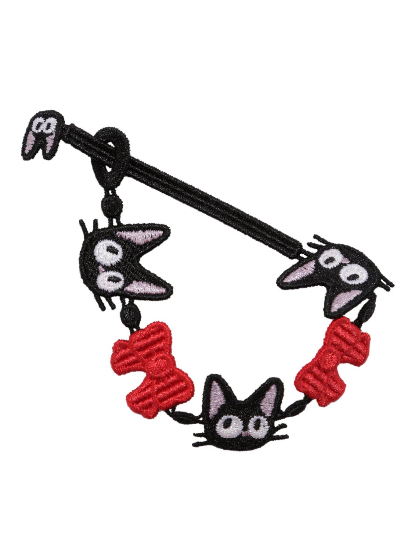 Studio Ghibli Kiki's Delivery Service Jiji Red Bows Lace Crochet Bracelet, , hi-res