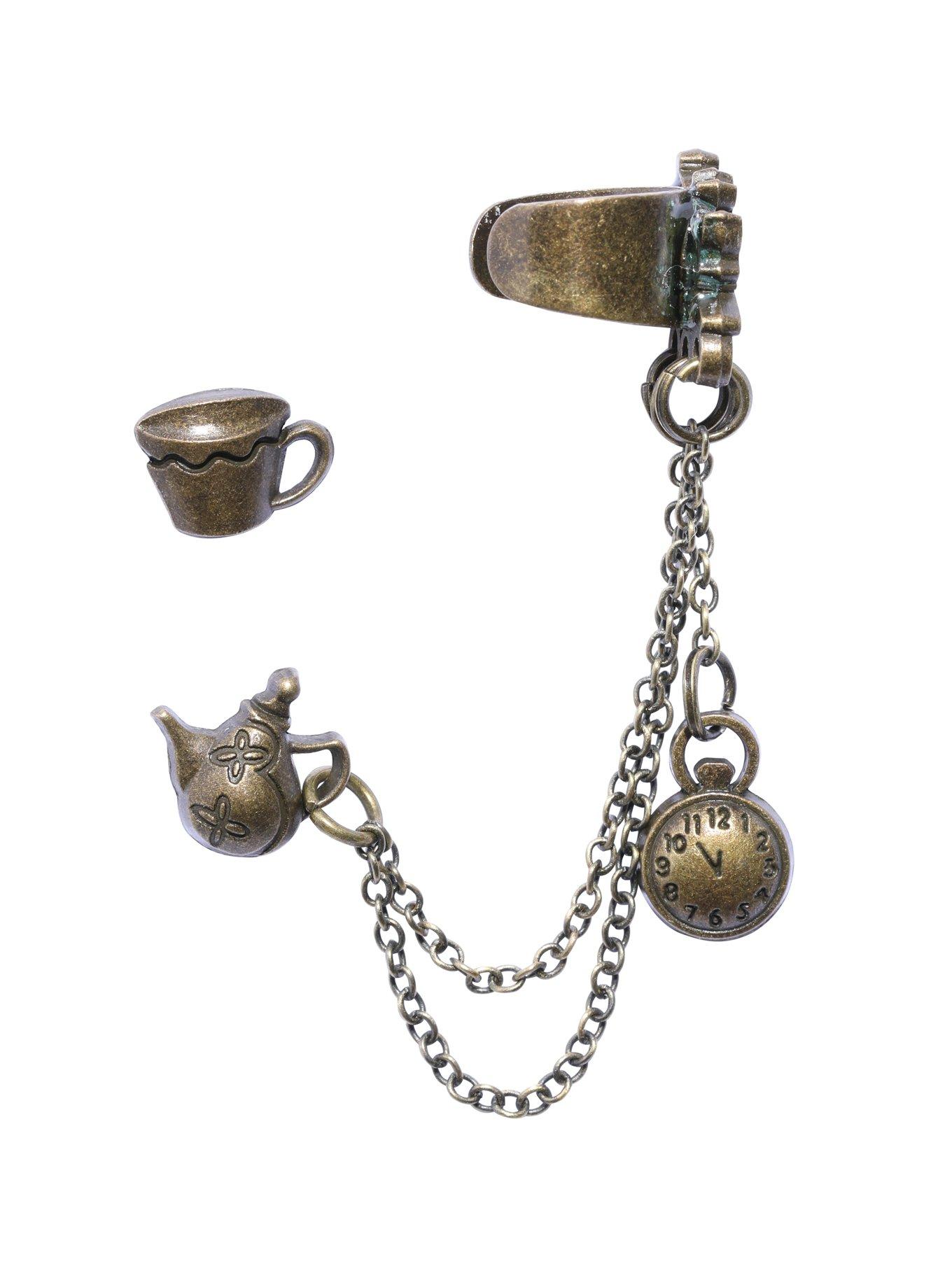 Disney Alice In Wonderland Tea Party Stud & Cuff Dangle Earring Set ...