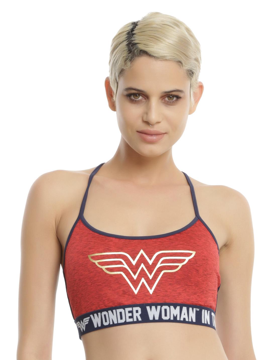 DC Comics Wonder Woman Low-Impact Sports Bra, RED, hi-res
