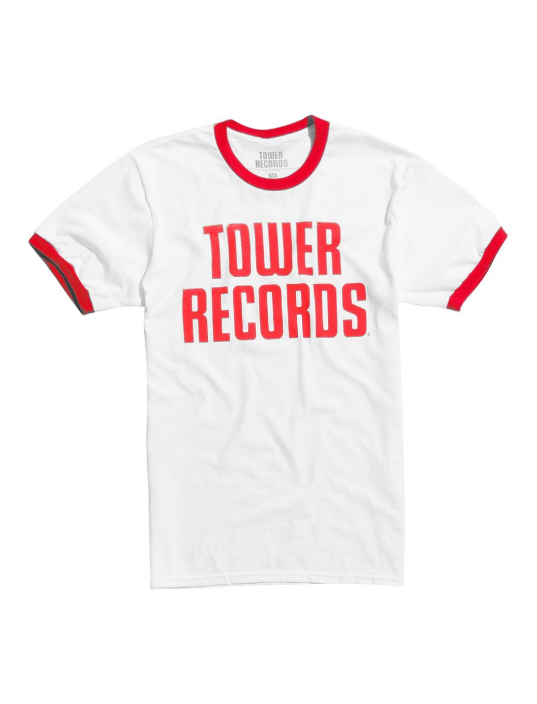 Tower Records Logo Ringer T-Shirt, WHITE, hi-res