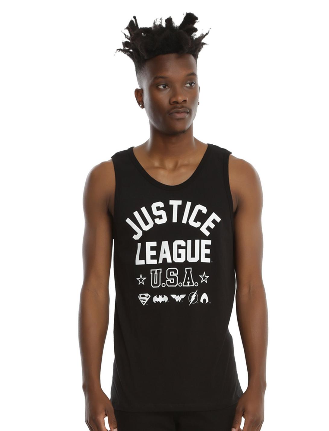 DC Comics Justice League USA Tank Top, BLACK, hi-res