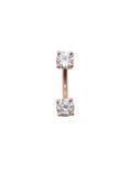 14G Rose Gold Two Prong CZ Navel Barbell, , hi-res
