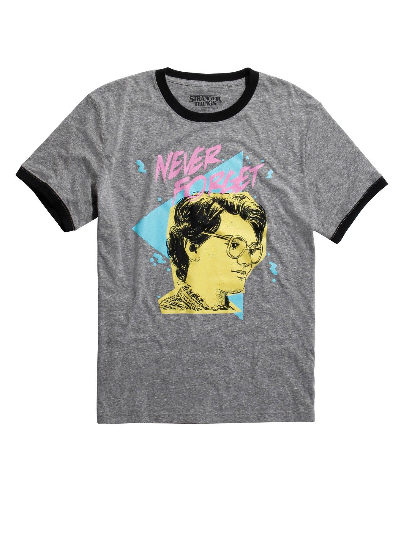 Stranger Things Barb Never Forget Ringer T-Shirt, GREY, hi-res