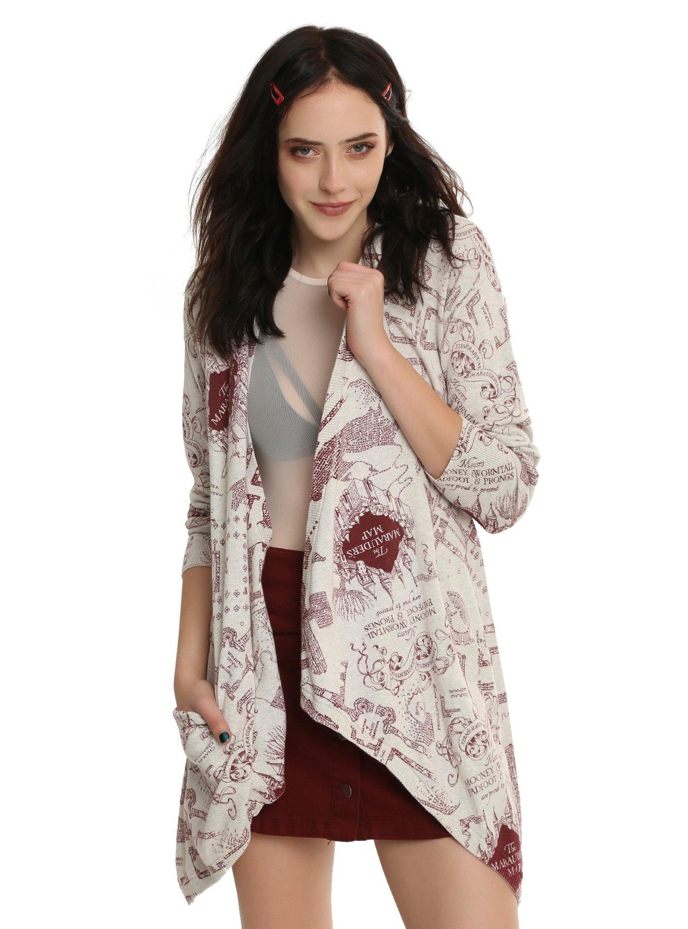 Harry Potter Marauder's Map Flyaway Cardigan, IVORY, hi-res