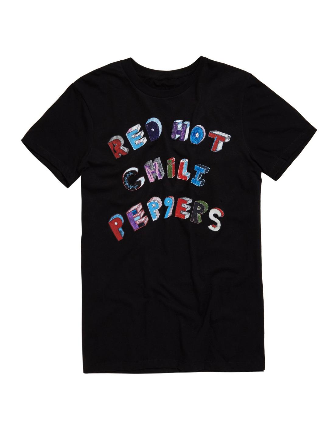 Red Hot Chili Peppers Color Sketch Logo T-Shirt, BLACK, hi-res