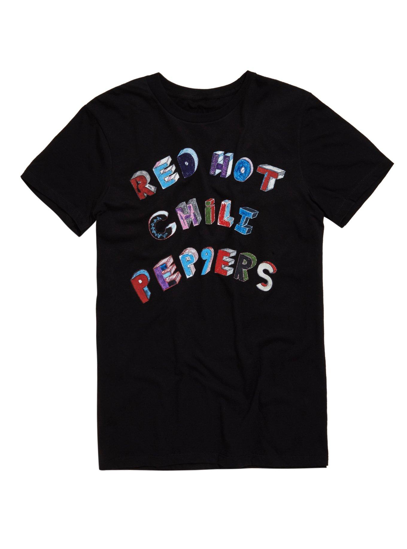 Red Hot Chili Peppers Color Sketch Logo T-Shirt, BLACK, hi-res