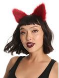 Red Furry Cat Ear Headband, , hi-res