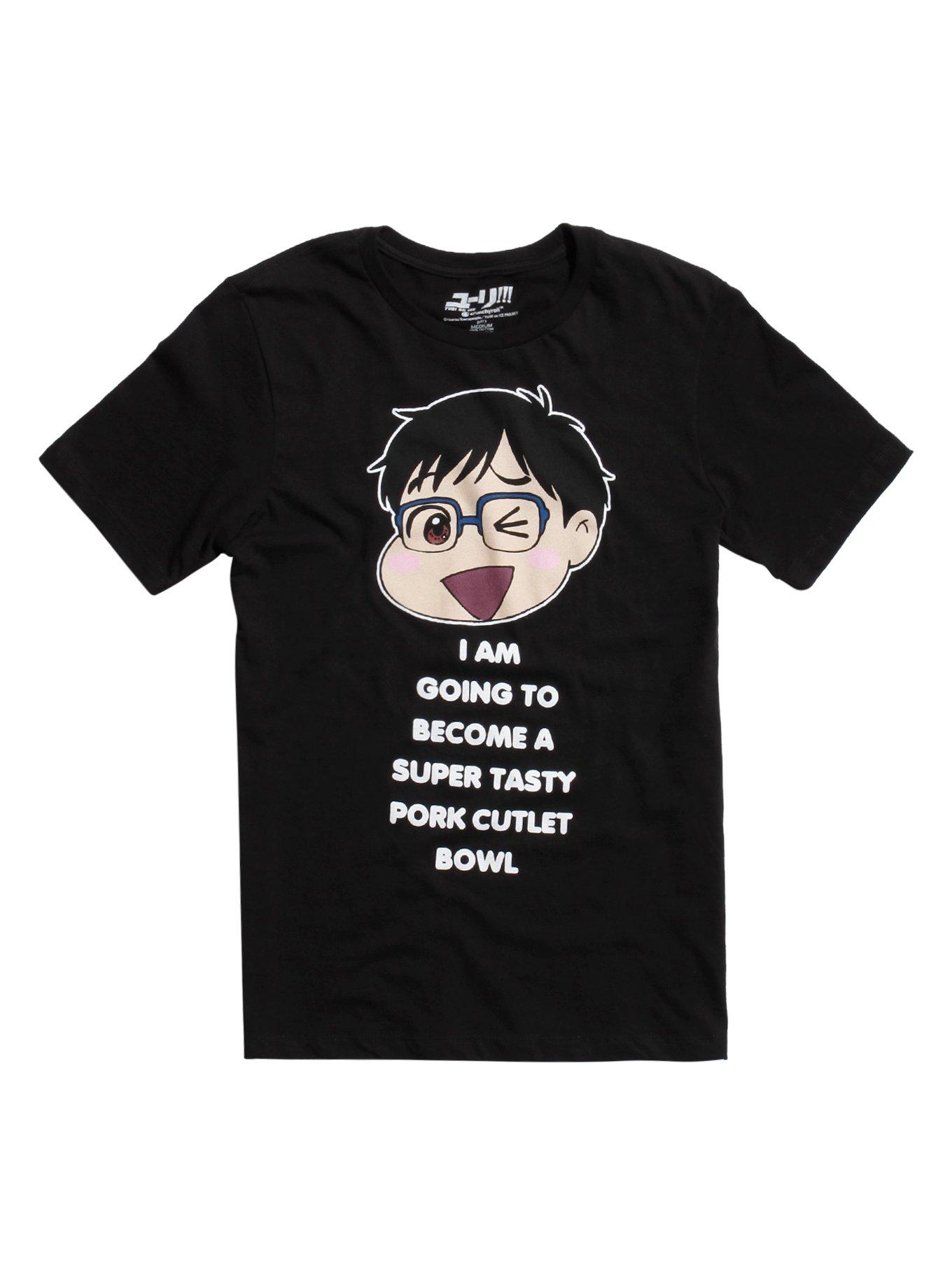 Chibi Yuri on Ice Tasty Pork Cutlet Bowl Men's Black T-Shirt-Medium