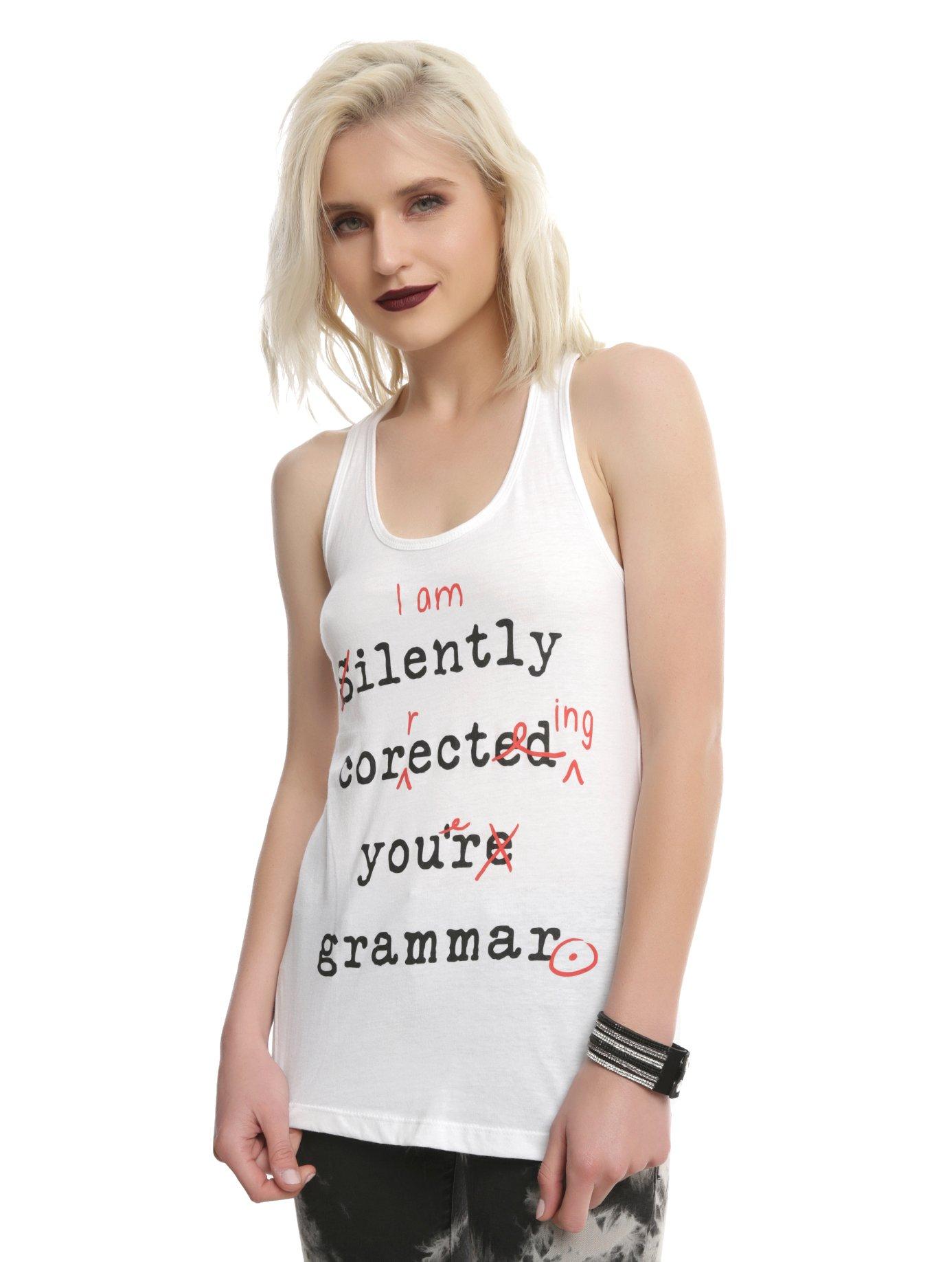 Correcting Grammar Girls Tank Top, WHITE, hi-res