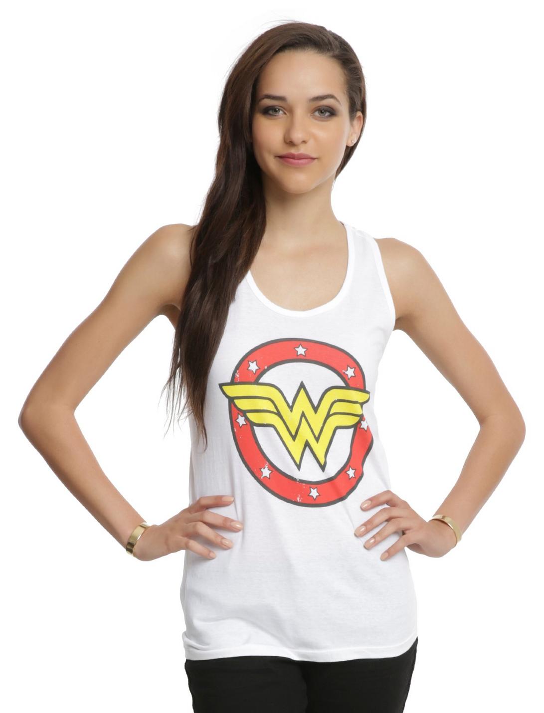 DC Comics Wonder Woman Circle Logo Girls Tank Top, WHITE, hi-res