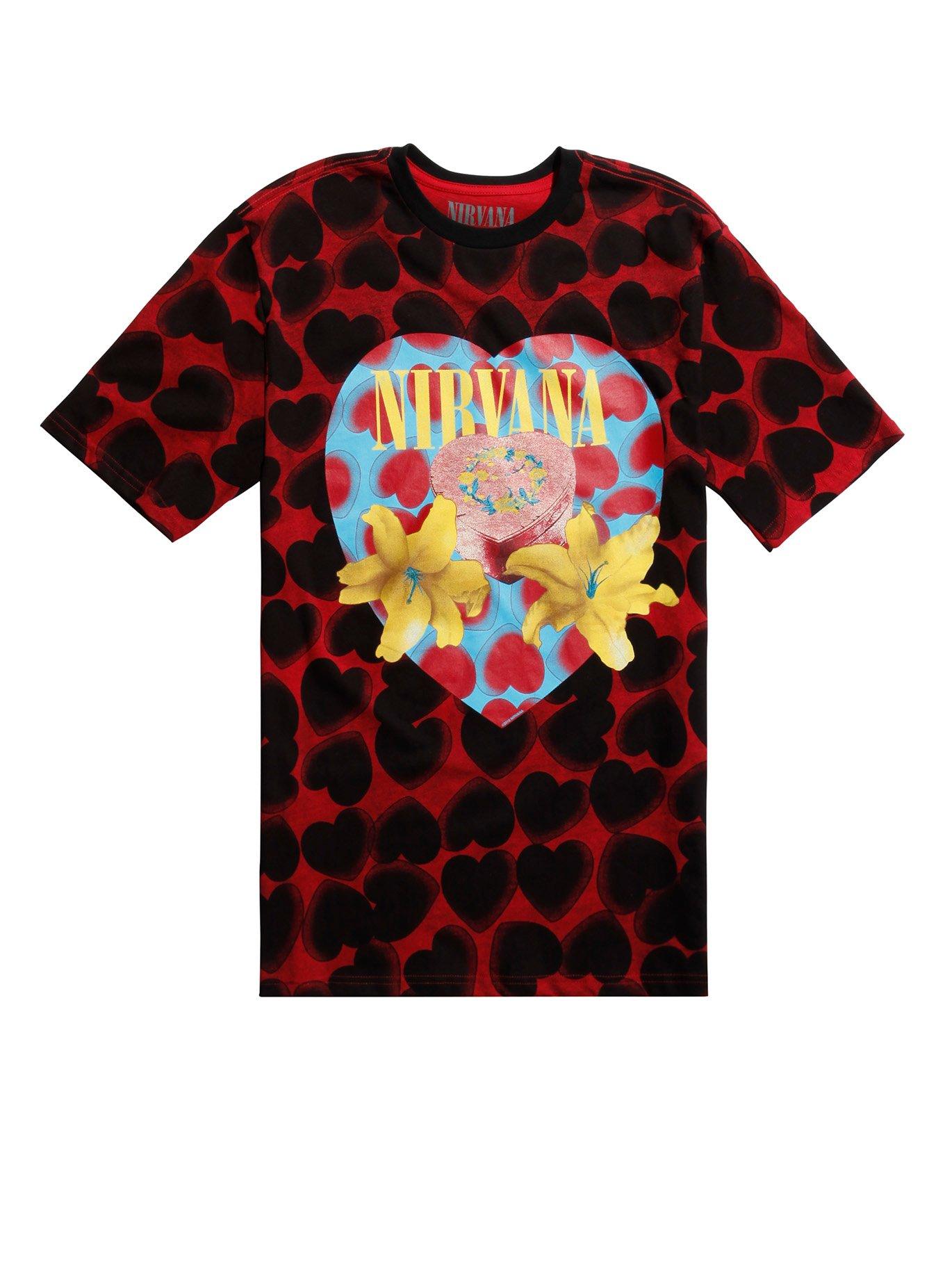 Skru ned henvise Calibre Nirvana Heart-Shaped Box Allover Print T-Shirt | Hot Topic