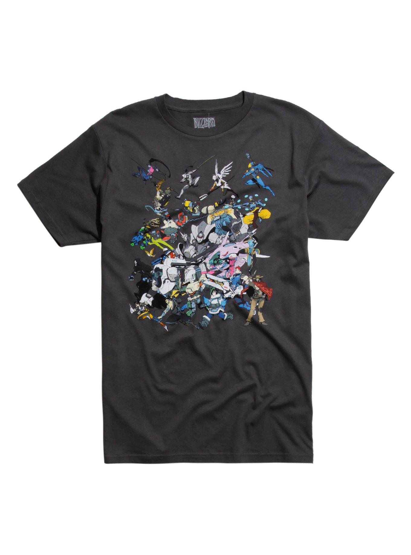 Overwatch Characters Collage T-Shirt, GREY, hi-res