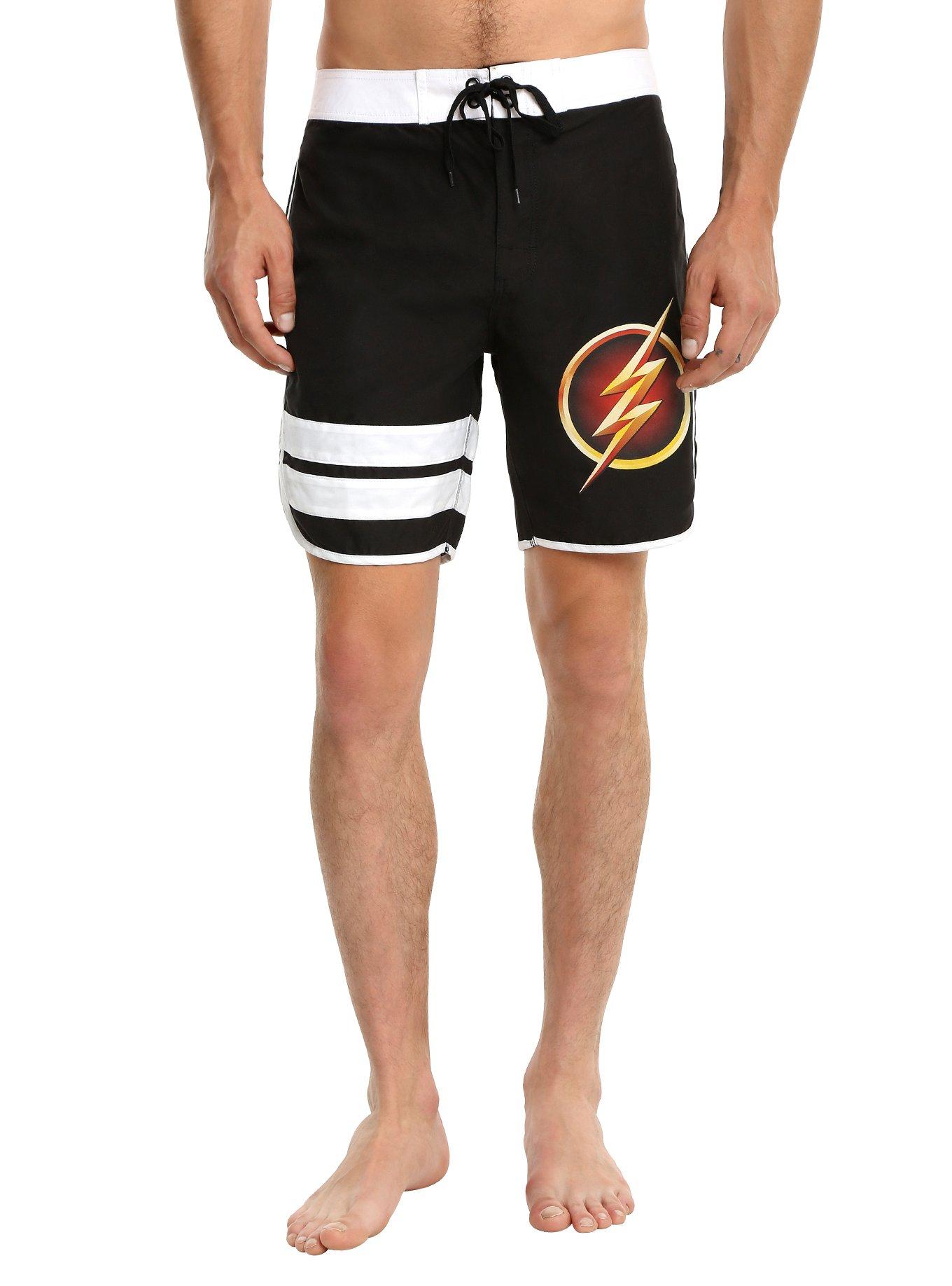 DC Comics The Flash Swim Trunks, BLACK, hi-res