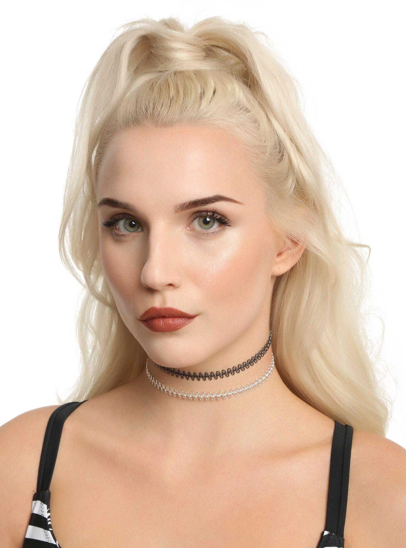 Silver And Hematite Tattoo Choker Set, , hi-res