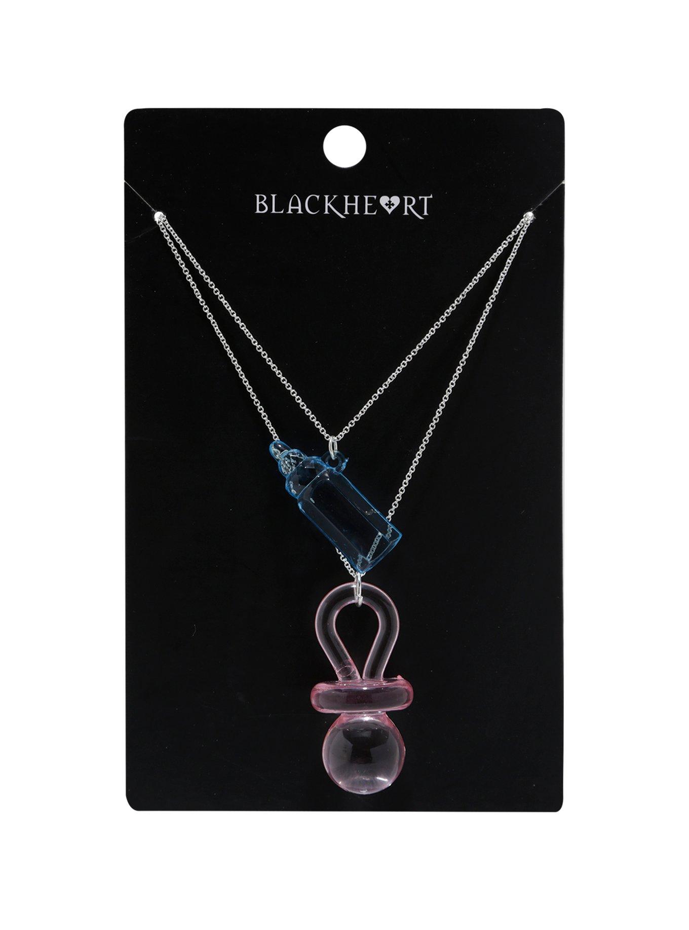 Blackheart Bottle & Pacifier Best Friend Necklace Set, , hi-res