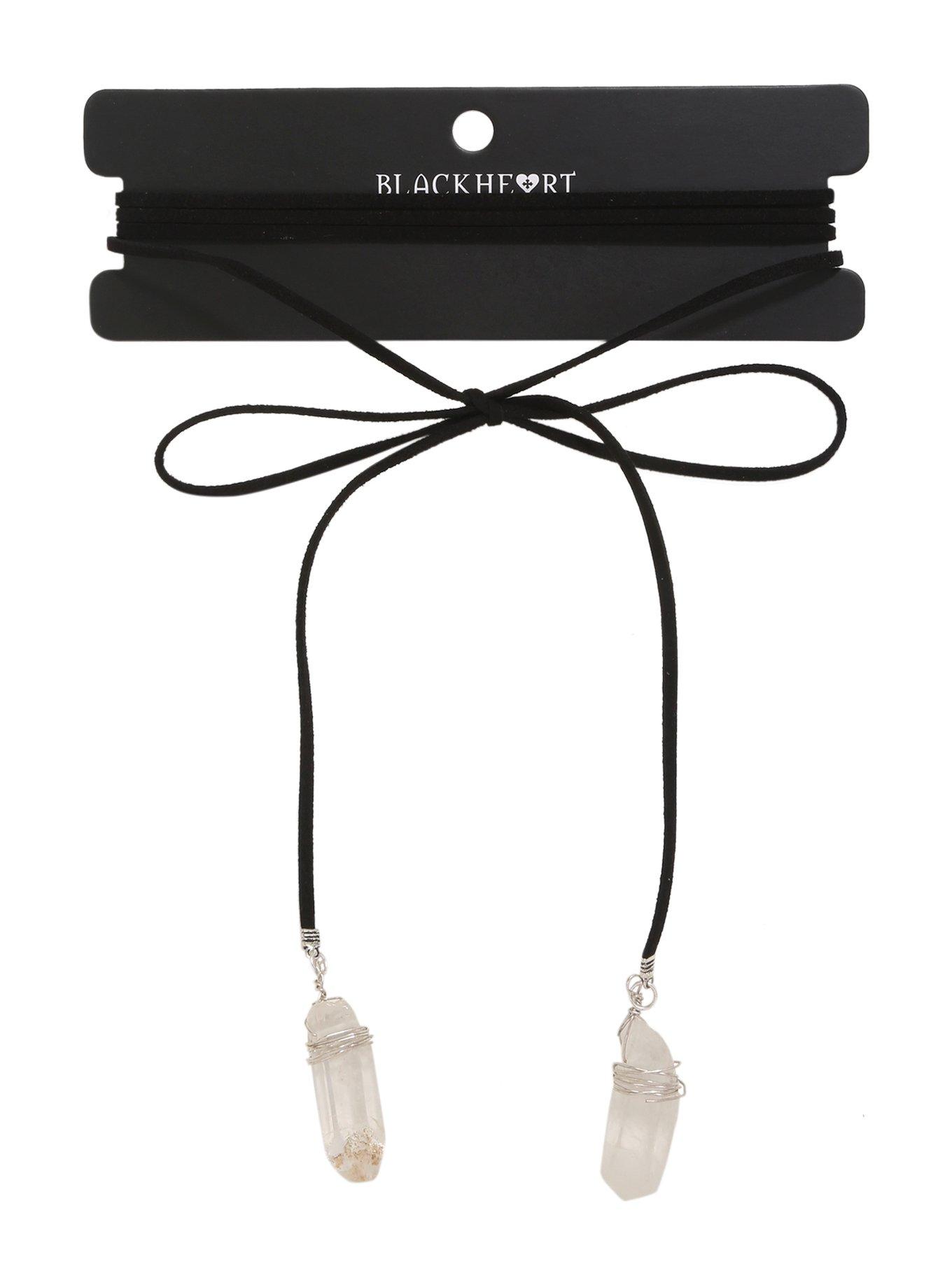 Blackheart Raw Crystal Black Suede Wrap Choker, , hi-res