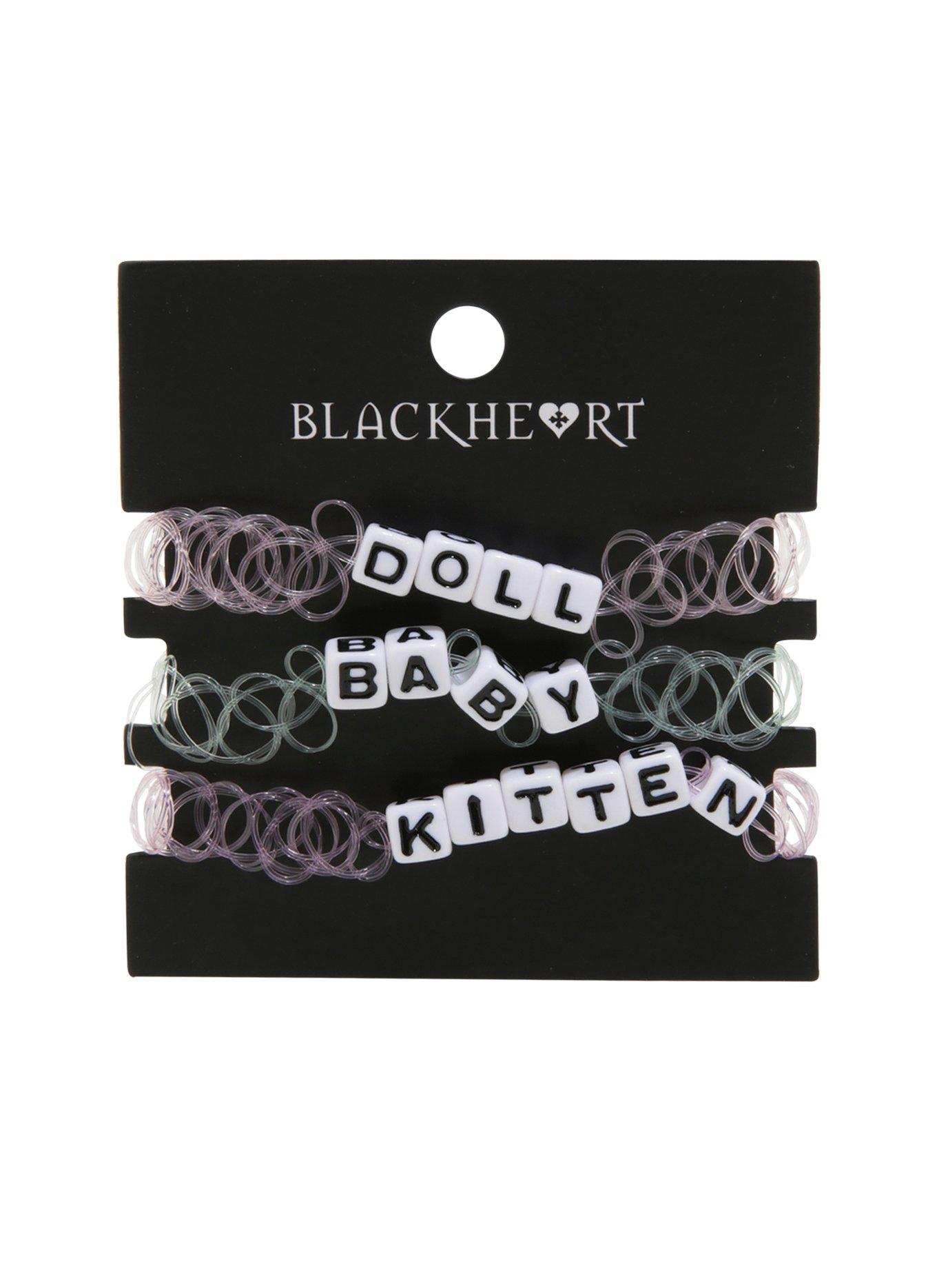 Blackheart Baby Doll And Kitten Pastel Tattoo Bracelet Set, , hi-res