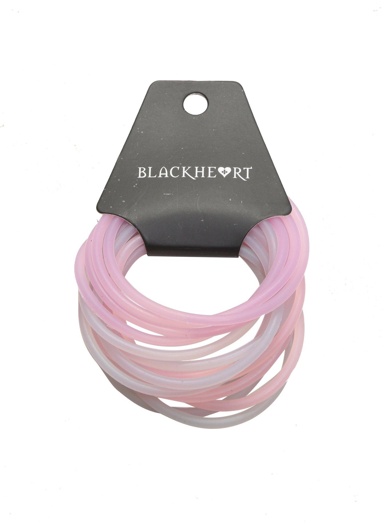 Blackheart Pink & White Rubber Bracelet Set, , hi-res