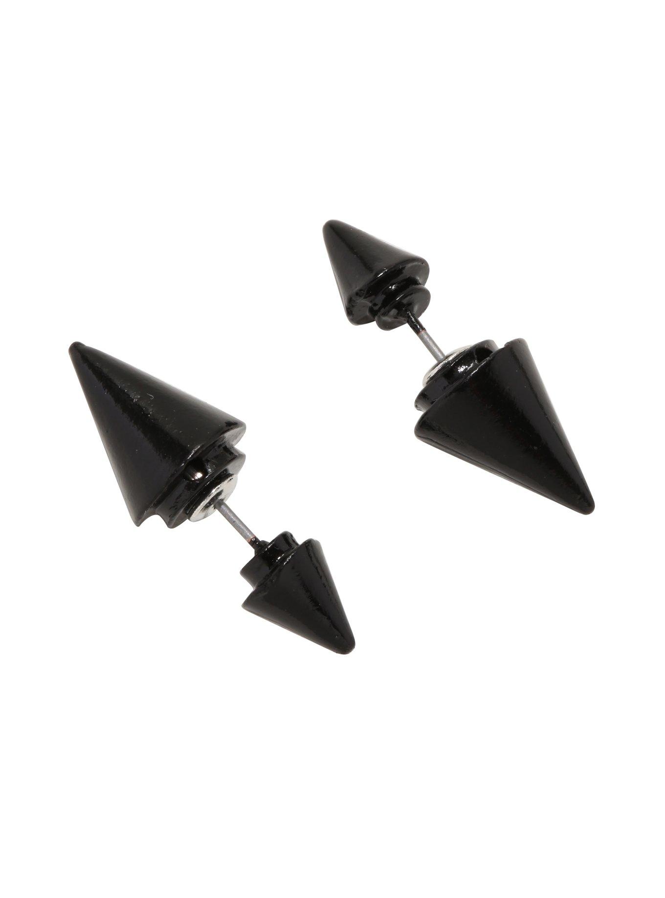 Blackheart Matte Black Spike Tunnel Earrings, , hi-res