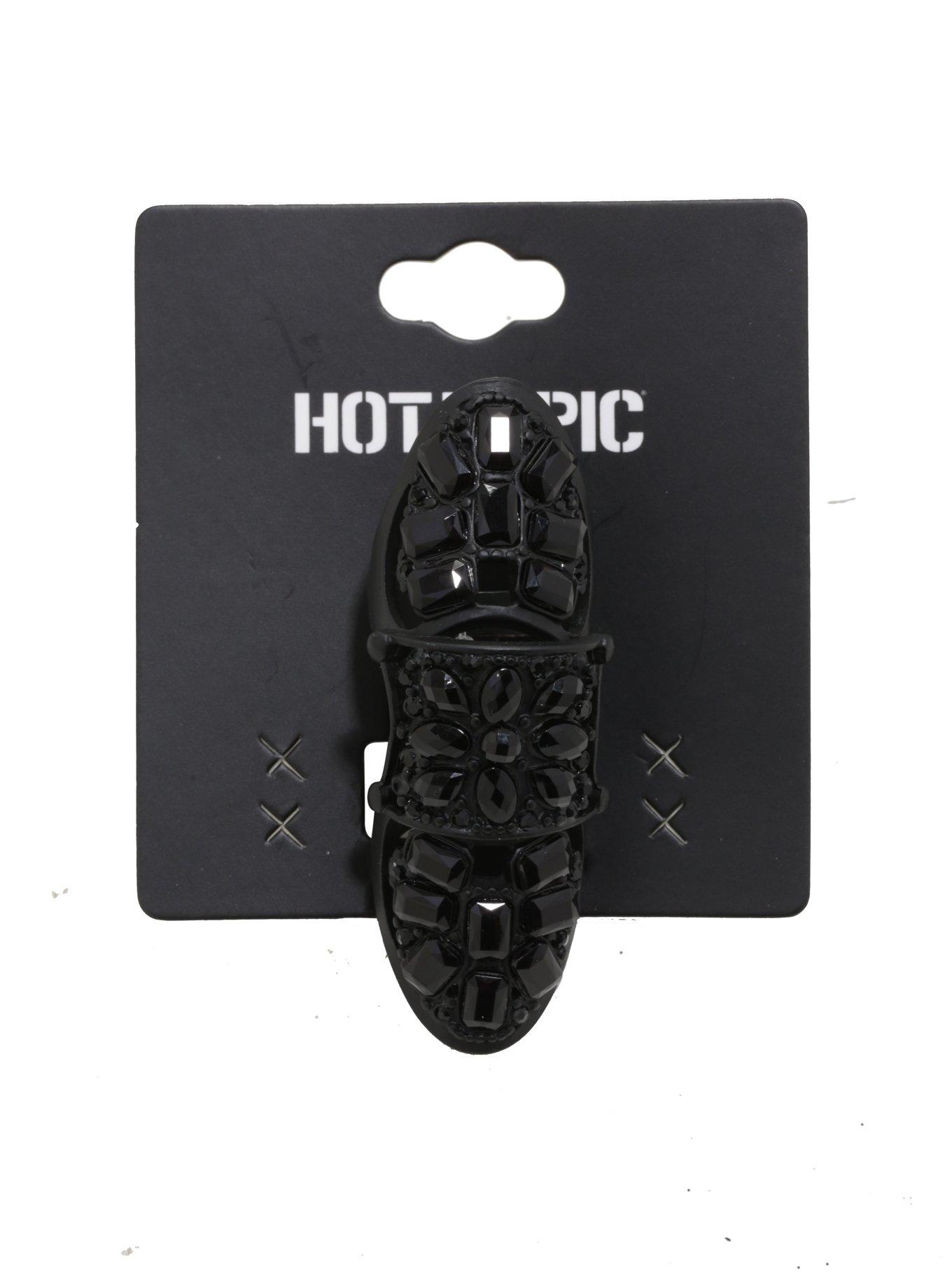 Matte Black Gem Full Finger Armor Ring, , hi-res