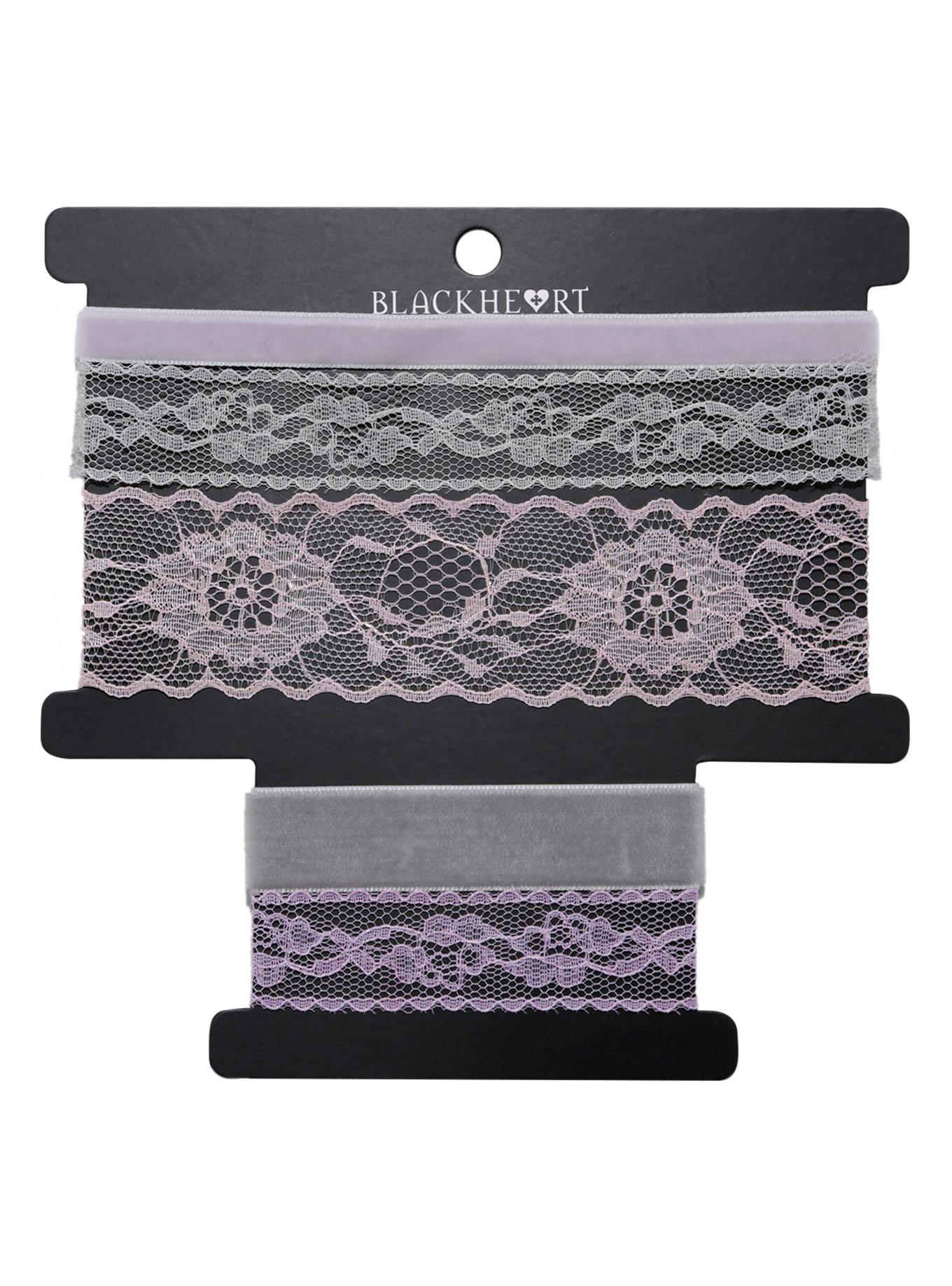 Blackheart Velvet & Lace Pastel Choker & Bracelet Set, , hi-res
