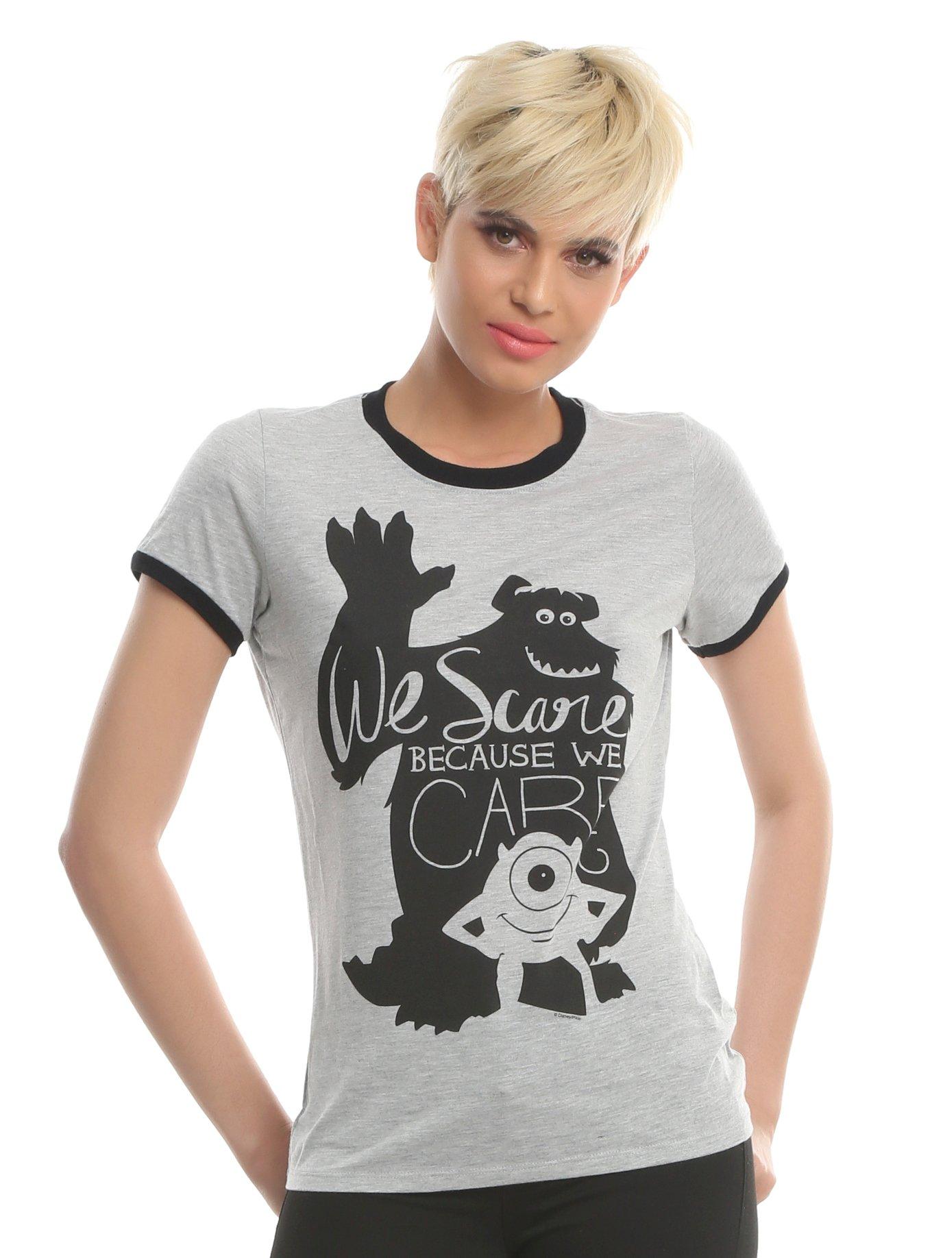 Disney Monsters, Inc. We Scare Because We Care Girls Ringer T-shirt, GREY, hi-res