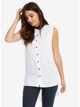 Overwatch Sleeveless Button-Up Top, WHITE, hi-res