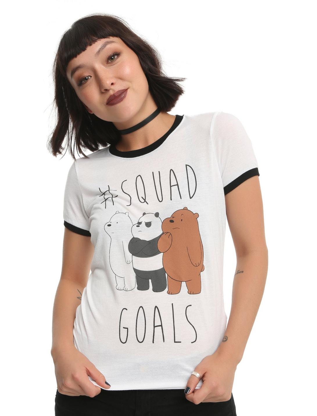 We Bare Bears Squad Goals Girls Ringer T-Shirt, WHITE, hi-res