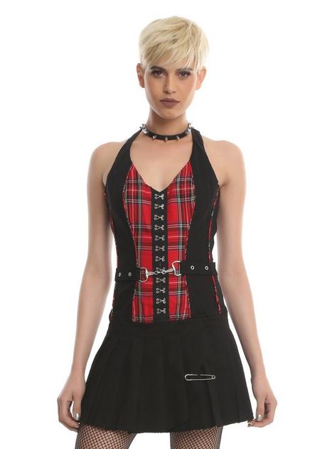 la hearts plaid halter mini dress Tripp Red ProductID: 117155