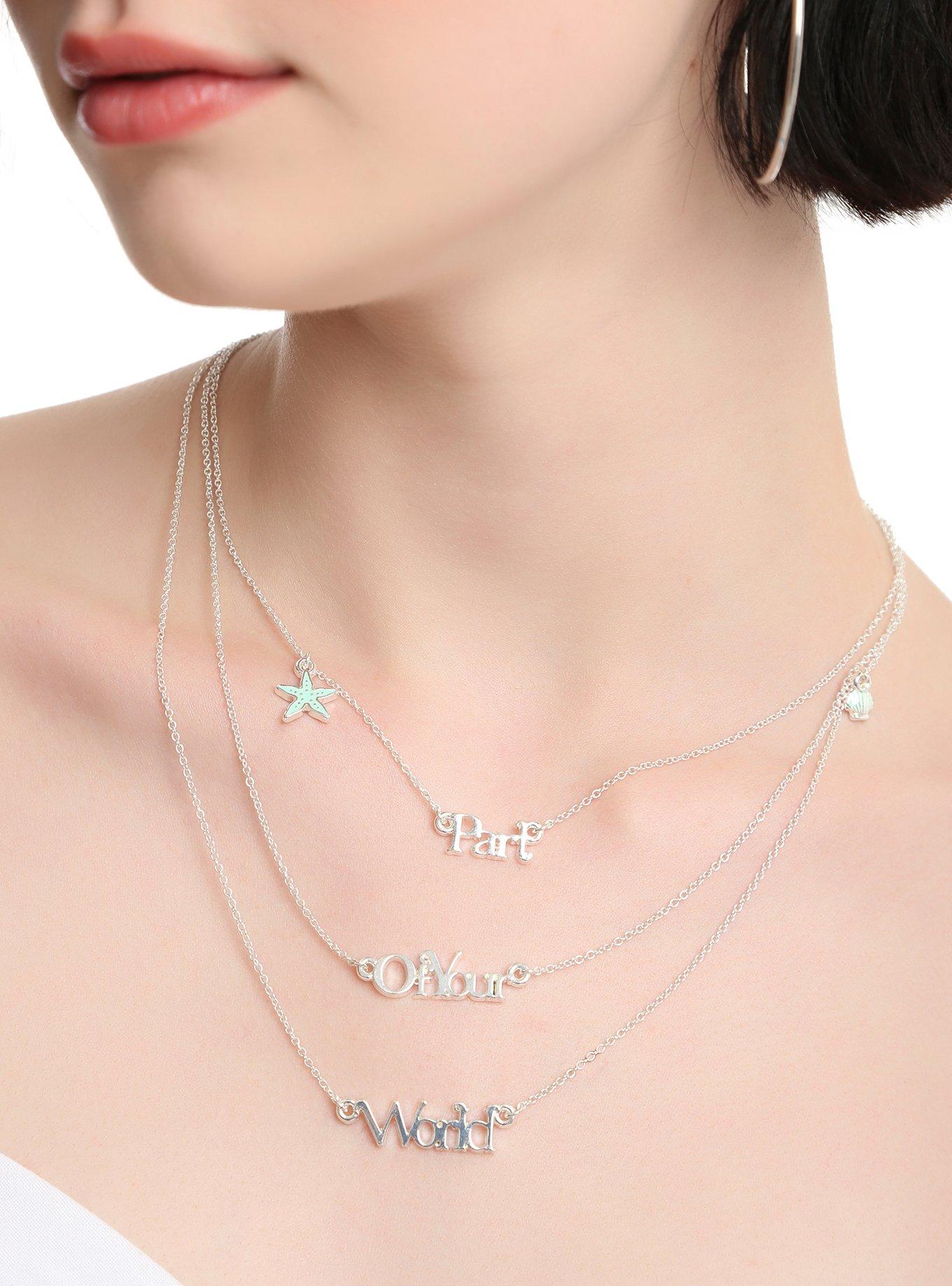 Disney The Little Mermaid Part Of Your World Layered Nameplate Necklace, , hi-res