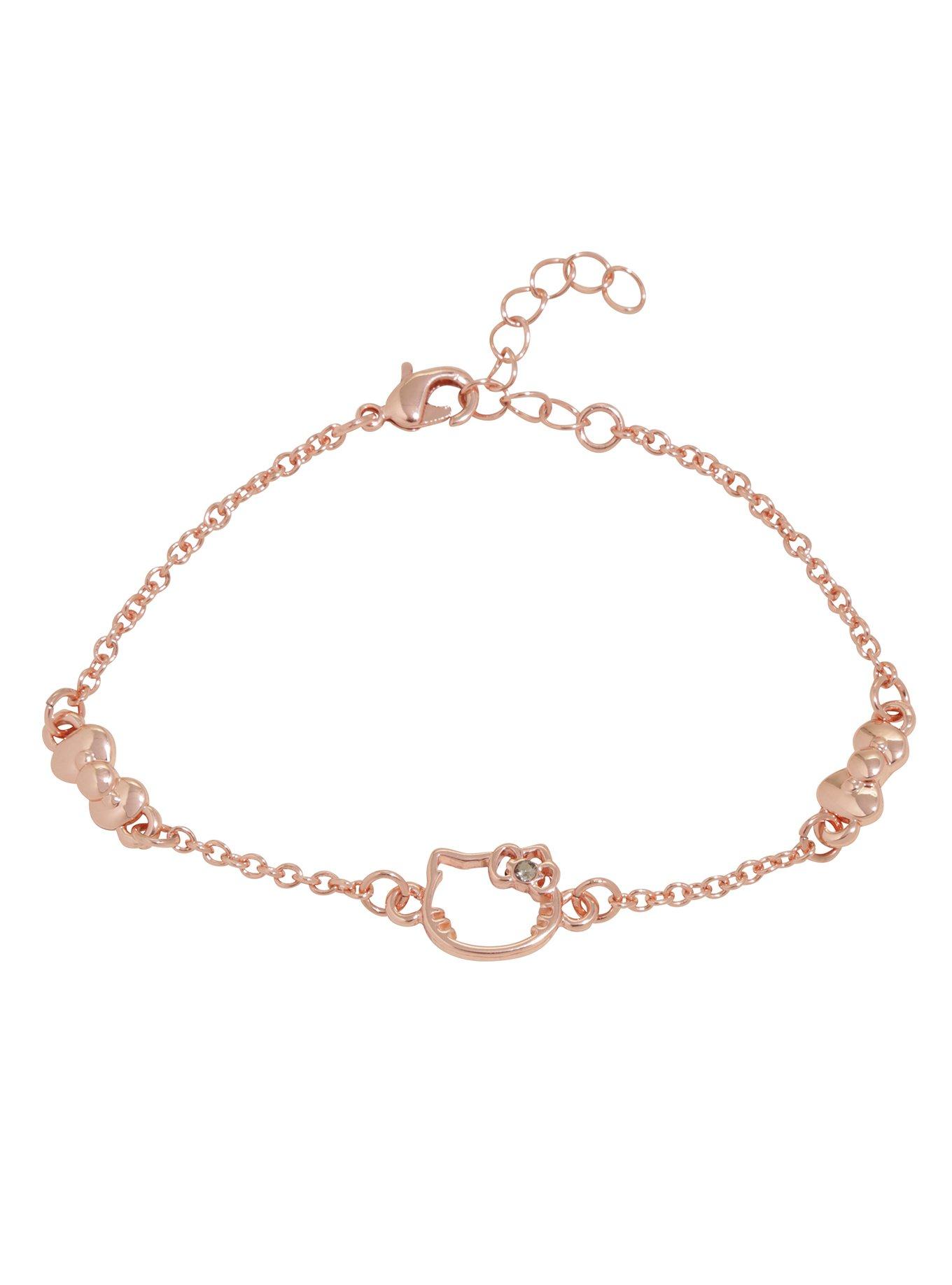 Hello Kitty Rose Gold Dainty Silhouette Bow Bracelet | Hot Topic