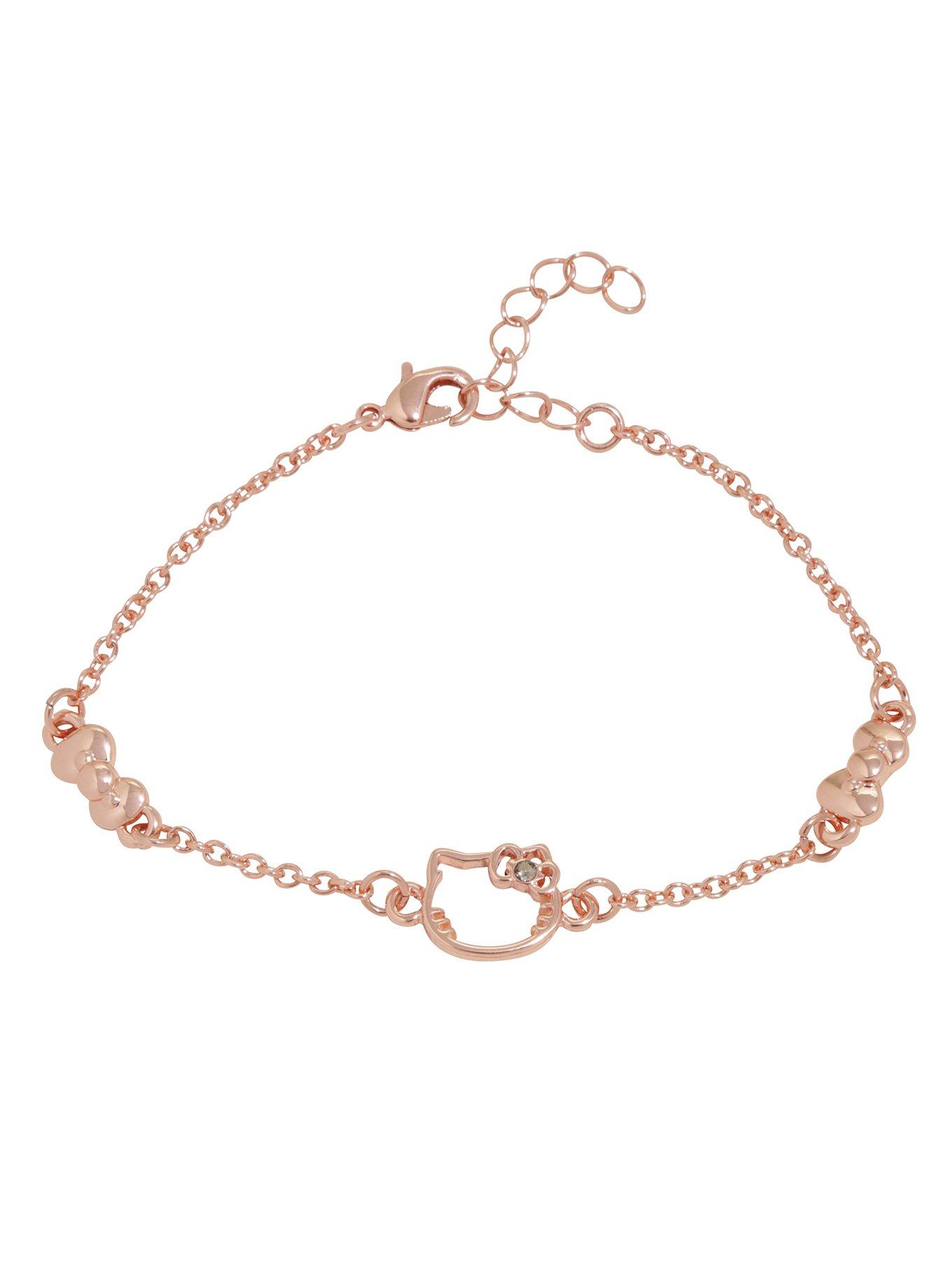 Hello Kitty Rose Gold Dainty Silhouette Bow Bracelet, , hi-res