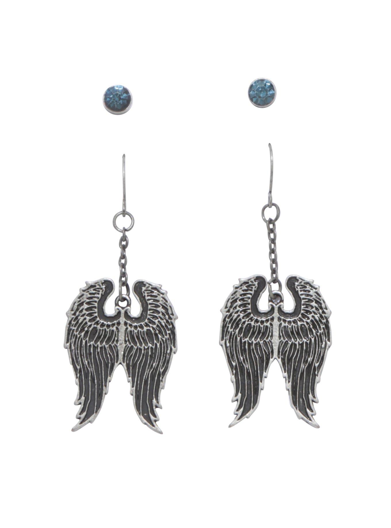 Supernatural Castiel Feather Dangle Earrings Set, , hi-res