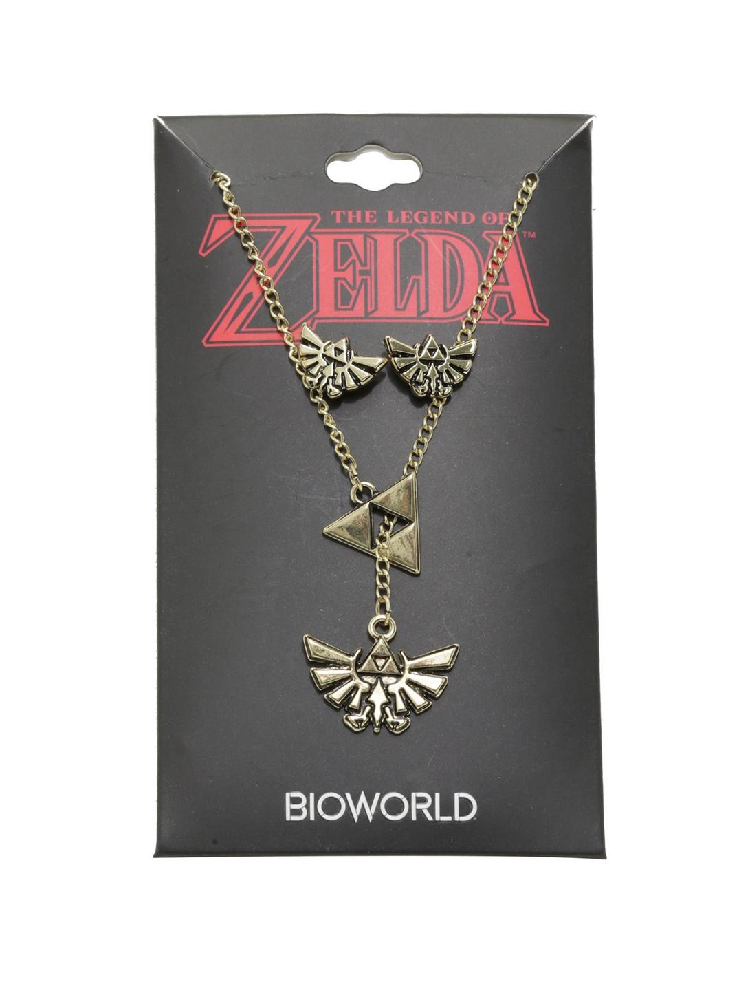 The Legend Of Zelda Triforce Earring & Necklace Set, , hi-res