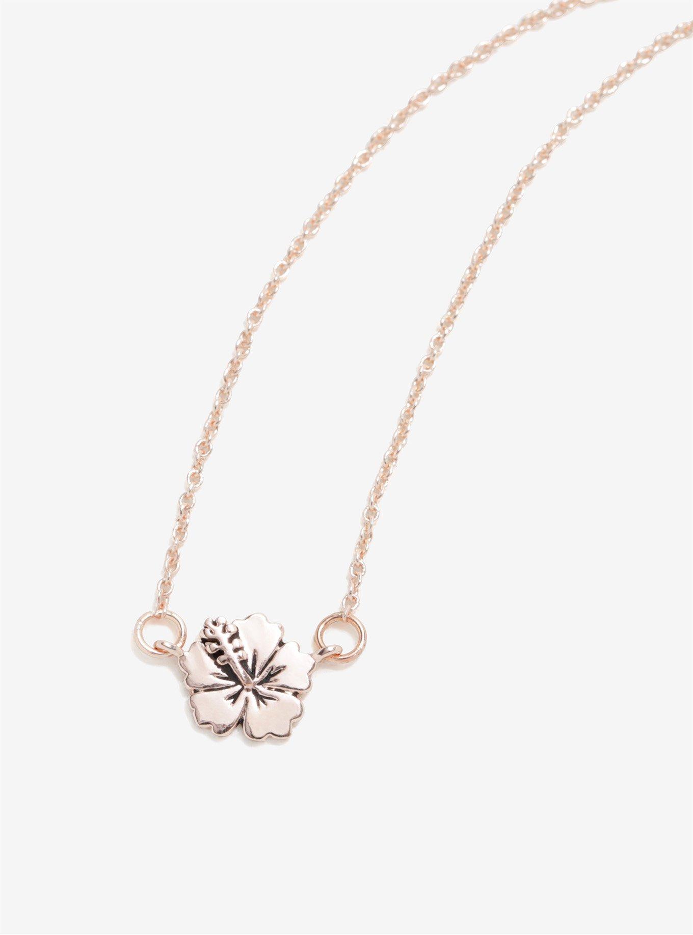 Disney Lilo & Stitch Rose Gold Flower Necklace, , hi-res