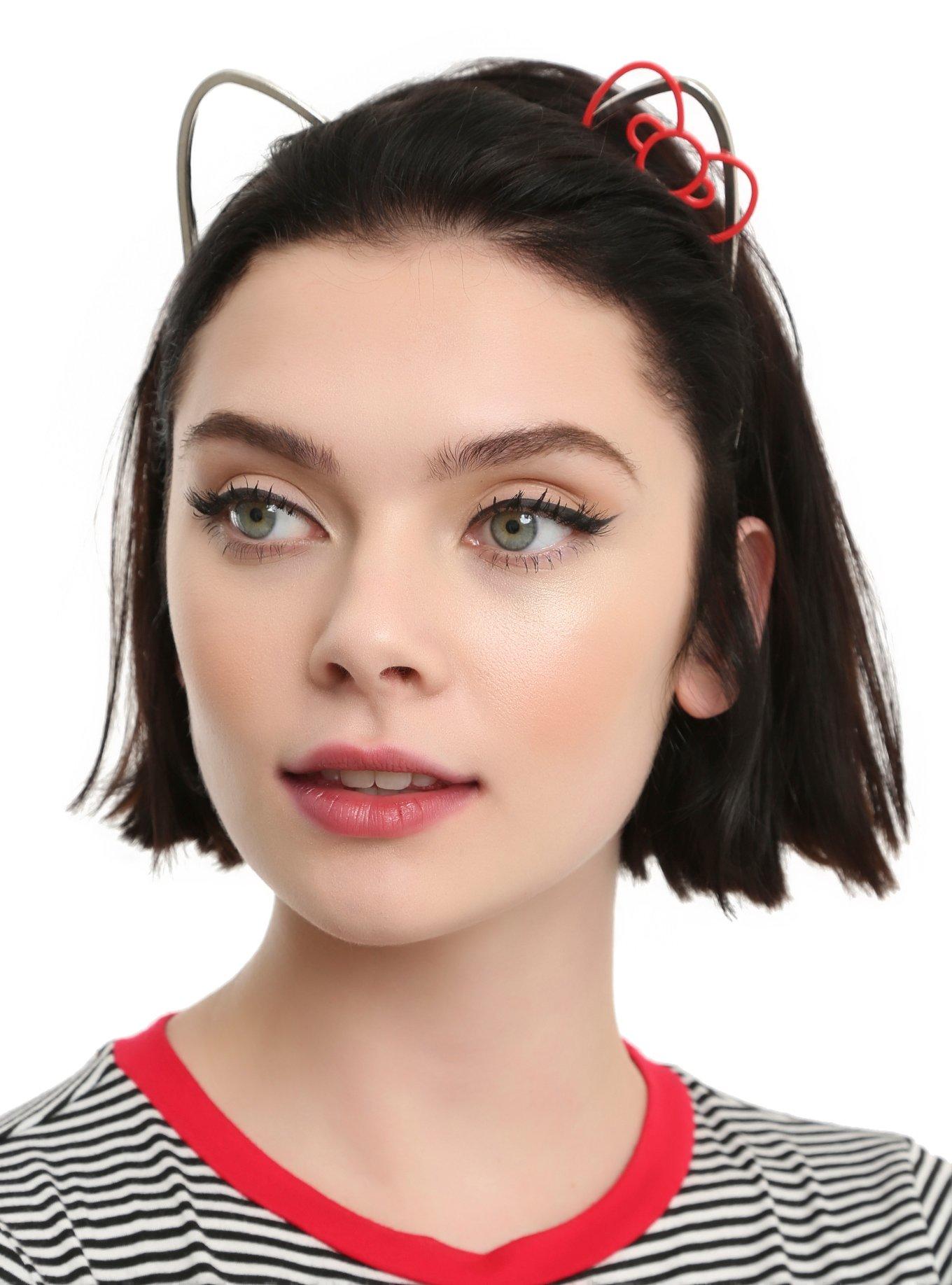 Hello Kitty Metal Cat Ear Bow Headband, , hi-res