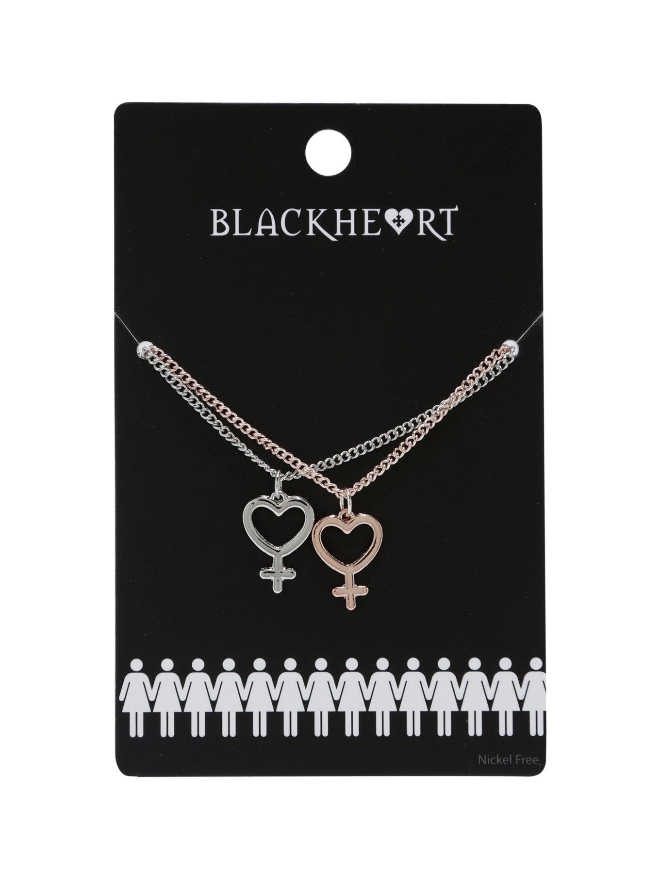 Blackheart Female Symbol Best Friend Necklace Set, , hi-res