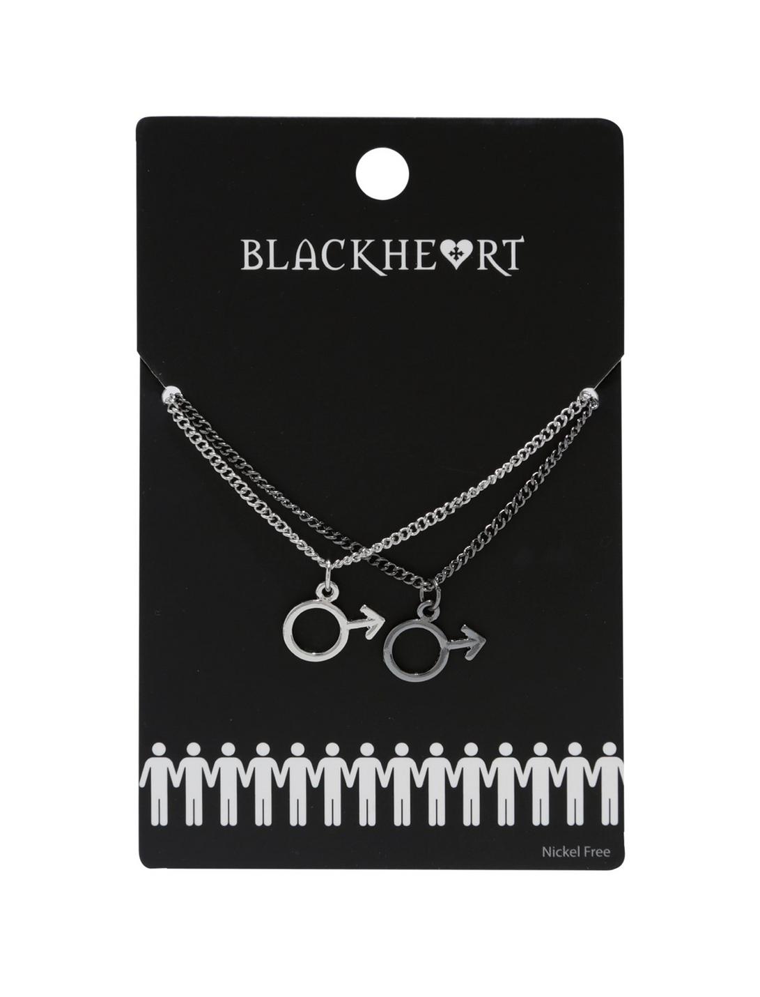 Blackheart Male Symbol Best Friend Necklace Set, , hi-res