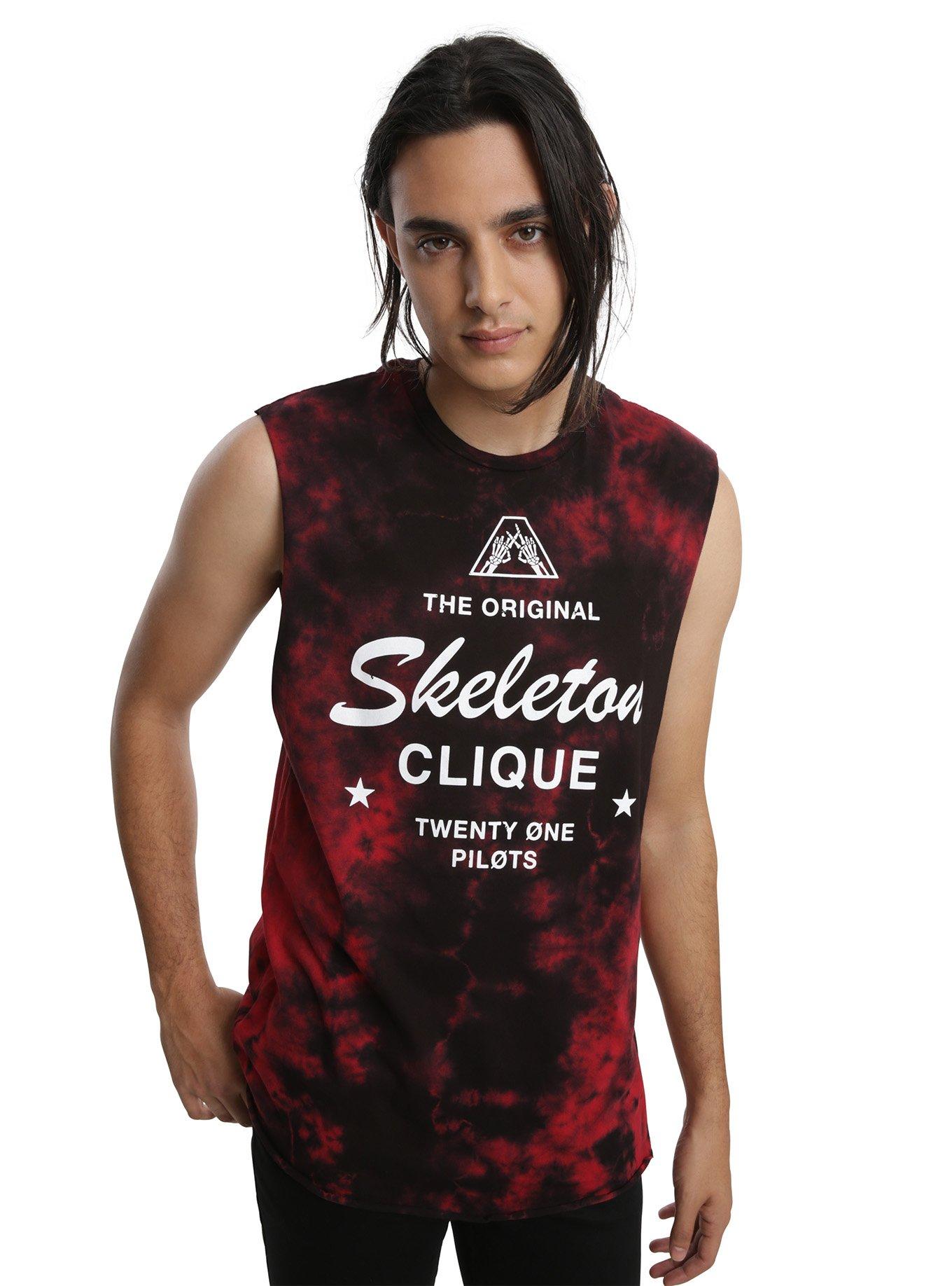 Twenty One Pilots Skeleton Clique Tie Dye Muscle Top, TIE DYE, hi-res