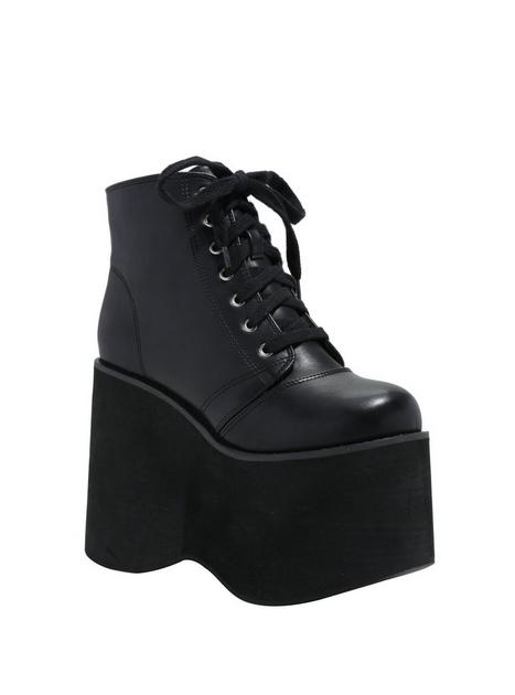 Black Lace-Up Platform Booties | Hot Topic