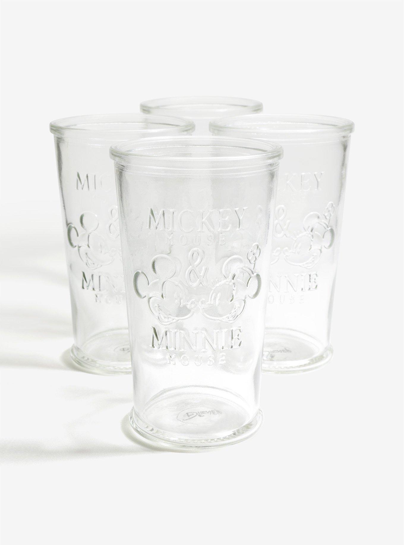 Disney Mickey Mouse & Minnie Mouse Embossed Glassware, 4-Pack