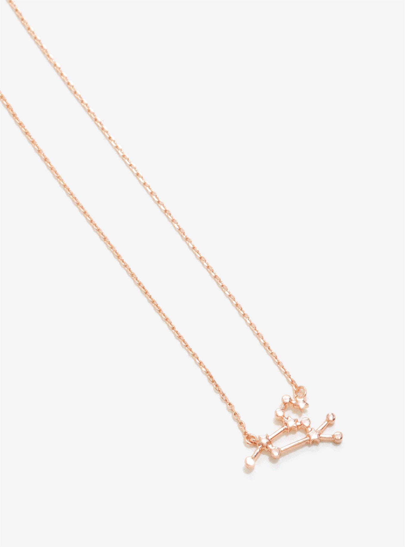 Rose Gold Leo Zodiac Constellation Necklace, , hi-res