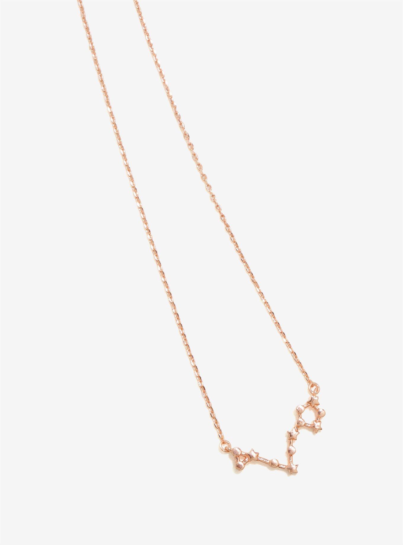 Rose Gold Pisces Zodiac Constellation Necklace, , hi-res